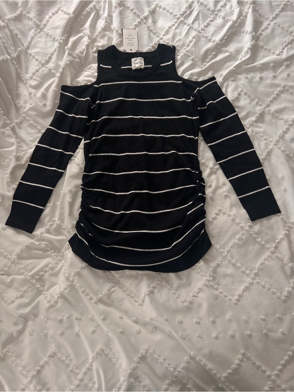 Hippie Rose black & white striped off the shoulder long sleeve top in size S